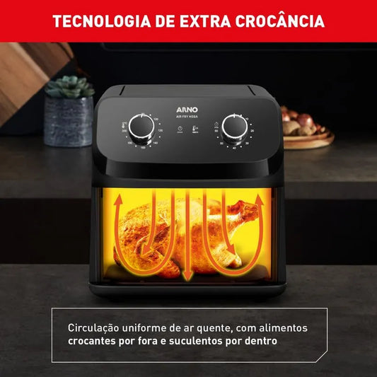 Fritadeira sem Óleo Air Fryer Arno Mega 7,5L - Preta AFM7