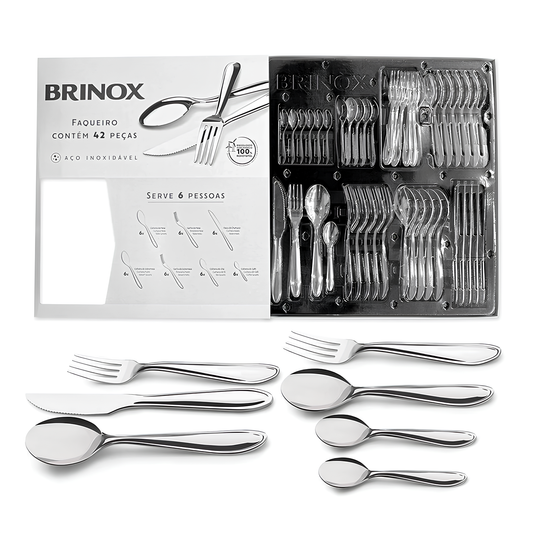 Faqueiro Lyon 42 Peças Aço Inox - Brinox