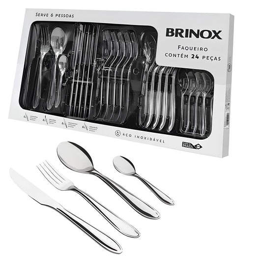 Faqueiro Lyon em Aço Inox 24 peças - Brinox
