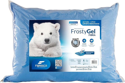 Travesseiro Gelado Frostygel Toque de Pluma Frio Lavável em Máquina para Fronhas 50x70 - Fibrasca