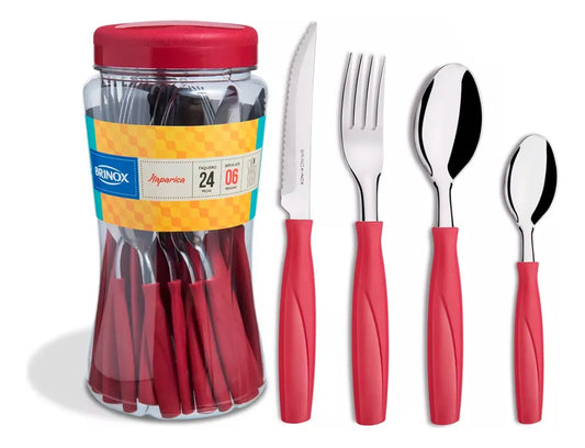 Faqueiro Itaparica Vermelho 24 peças - Brinox