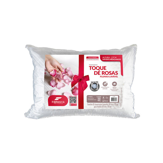 Travesseiro Toque de Rosas Plumax Lavável - Fibrasca