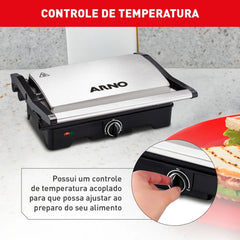 Grill Dual Inox Abertura 180°  127V - Arno