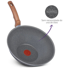 Frigideira Wok Antiaderente Natural Stone 28cm - Rochedo