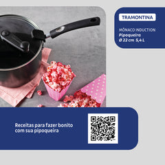 Pipoqueira Mônaco Antiaderente Starflon Premium Preto 22 cm 5,4 L - Tramontina
