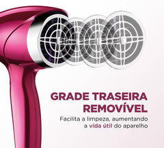 Secador de Cabelos Chrome Pink 127V - Mondial