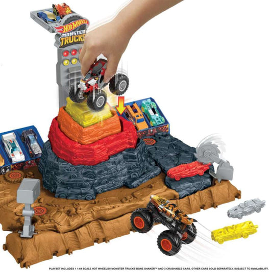 Hot Wheels Monster Trucks Arena de Demolição do Ferro-Velho de Bone Shaker - Mattel