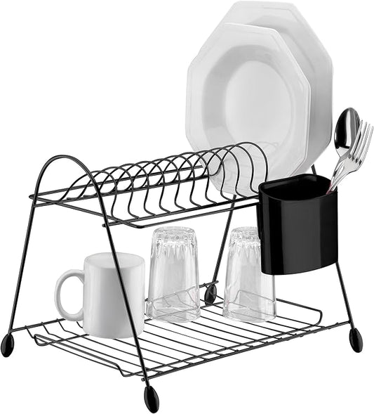Escorredor de Louça 2 Andares e 12 Pratos Preto - Utimil