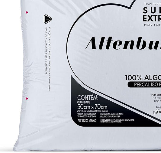 Travesseiro Suporte Extra Firme Altenburg Extra Branco Capa Percal 180 Fios 100% Algodão