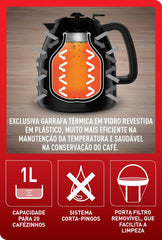 Cafeteira Cool Touch Preta 1L 127V - Arno