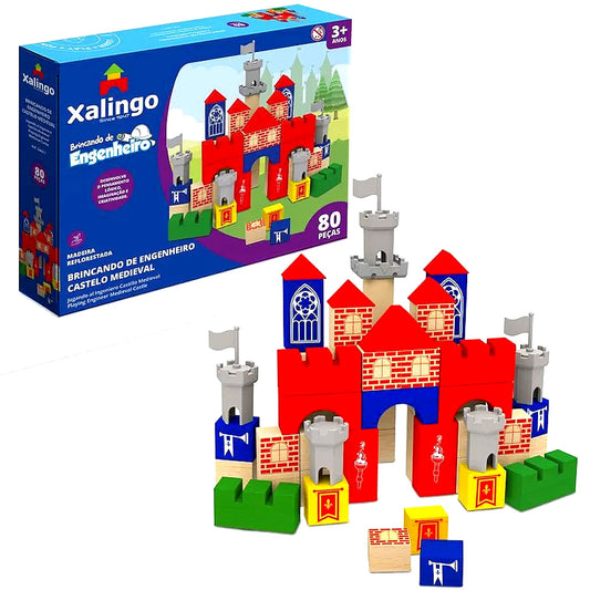 Brincando de Engenheiro Castelo Medieval 80 peças - Xiaolingo