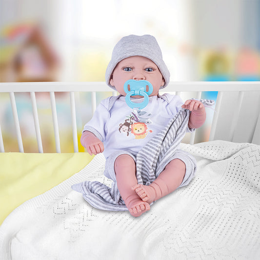 Boneca Bebê com Amor Pijama Cinza - Cotiplas