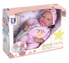 Boneca Bebê com Amor Pijama Rosa - Cotiplas