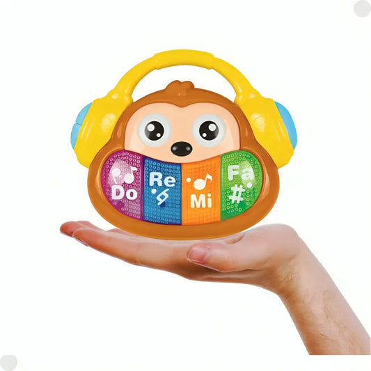 Teclado Infantil Fenix Marrom 4 Teclas com Fone Amarelo