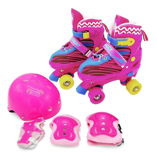 Kit Patins Rosa 4 Rodas  - Unitoys