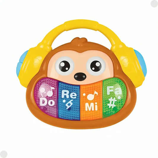 Teclado Infantil Fenix Marrom 4 Teclas com Fone Amarelo