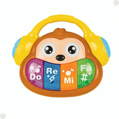 Teclado Infantil Fenix Marrom 4 Teclas com Fone Amarelo