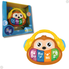 Teclado Infantil Fenix Marrom 4 Teclas com Fone Amarelo