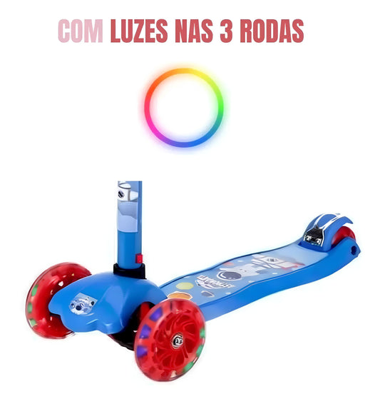 Patinete Infantil Astronauta Foguete Azul Ajustável - DM Toys