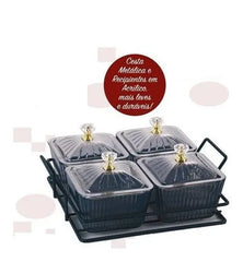 Conjunto Pote com Tampa Acrílico Frutas Secas Suporte - Top Rio