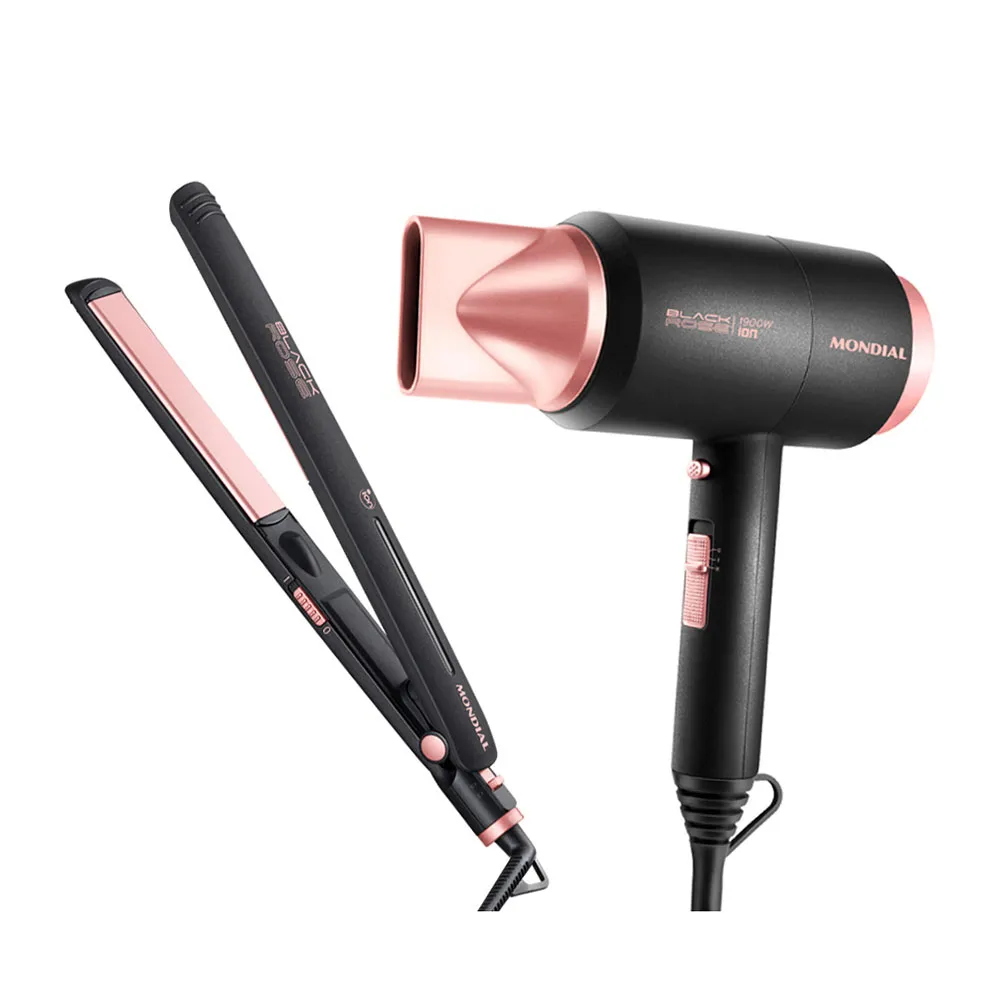 Kit Secador e Prancha Black Rose 1900W - Mondial