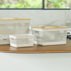 Cesto Organizador com Tampa de Bambu 8L - Martiplast