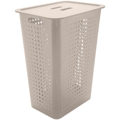 Cesto de Roupas Bege com Tampa 47L - Martiplast
